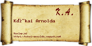 Kókai Arnolda névjegykártya